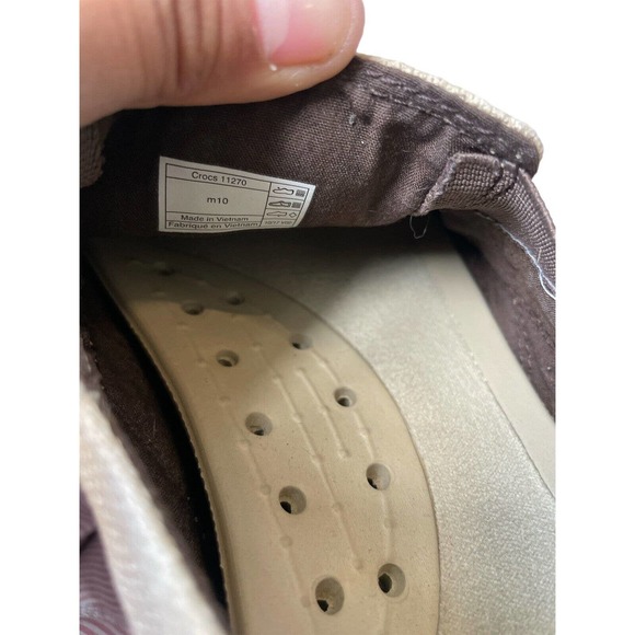 Crocs Walk 11270 Canvas Slip On Mens Boat Shoes Loafers Tan Khaki Size M10 - Picture 6 of 8